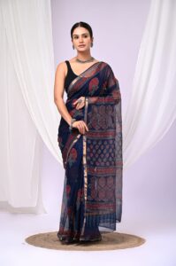 New exclusive traditional collection Summer collection New beautiful designs Block printed cotton kota doriya saree with blouse